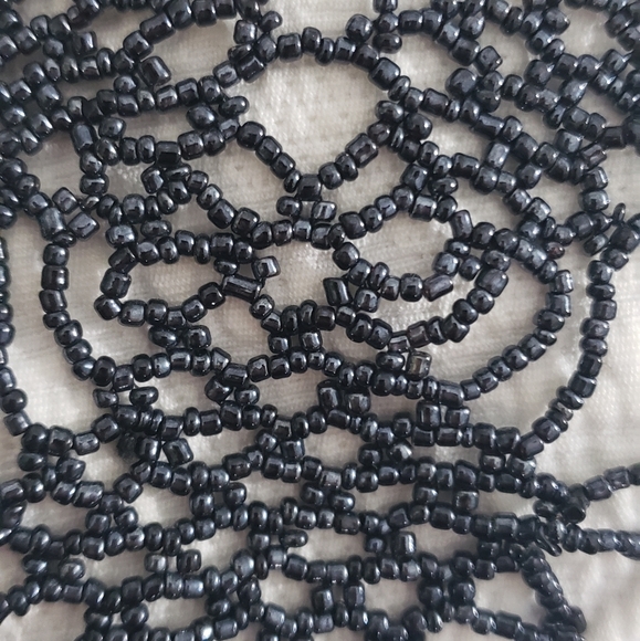 OOAK, Unique, Vintage Egyptian Black Iridescent Bead Necklace, Beduin Women Made - Picture 2 of 4